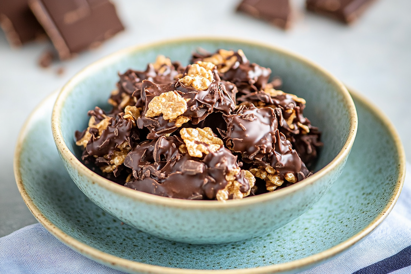 Peanut Butter Chocolate Corn Flakes Clusters