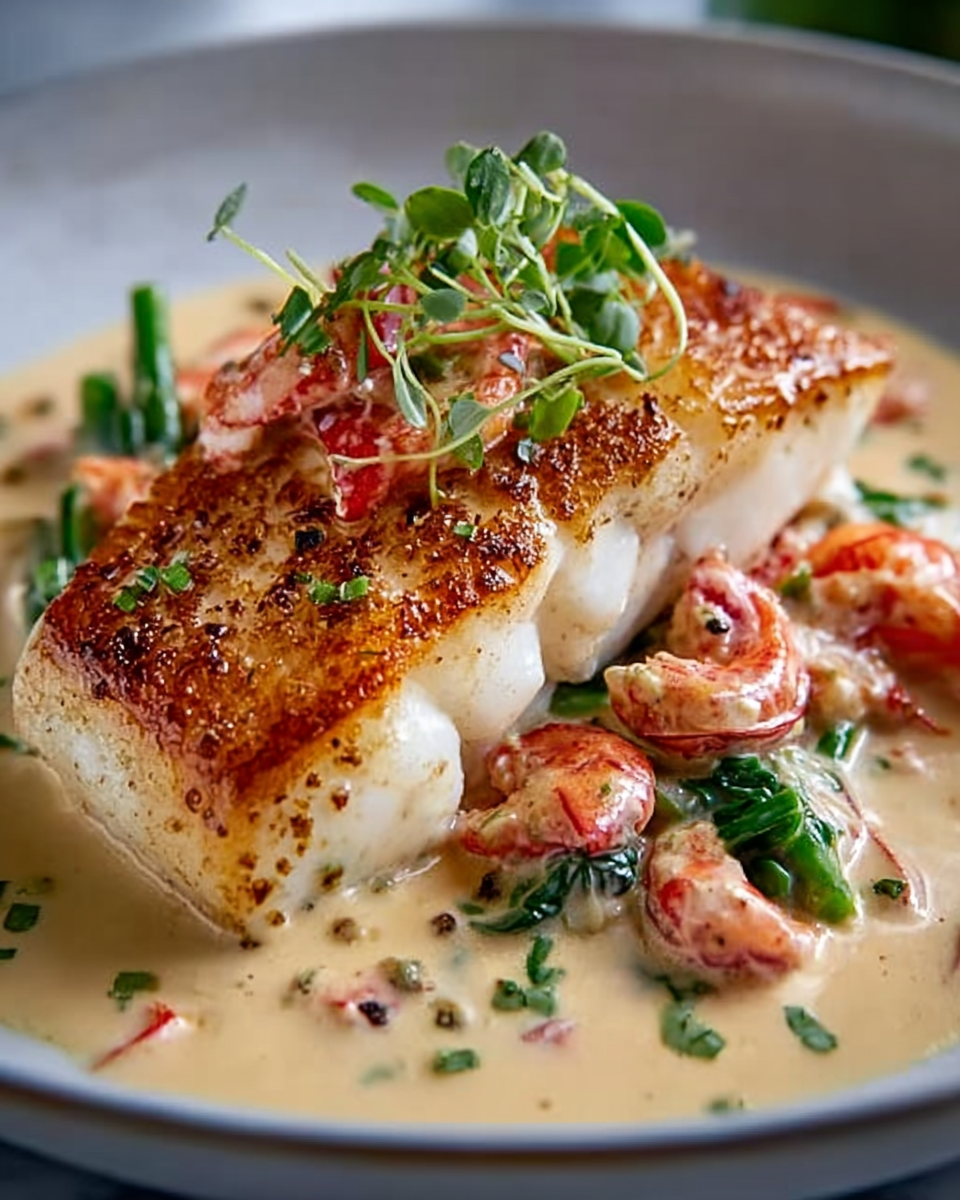Seaside Snapper with Lobster Cream Sauce