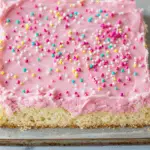 Soft Sugar Cookie Bars Topped with Sweet Pink Frosting 5 Soft & Chewy Sugar Cookie Bars with Pink Frosting