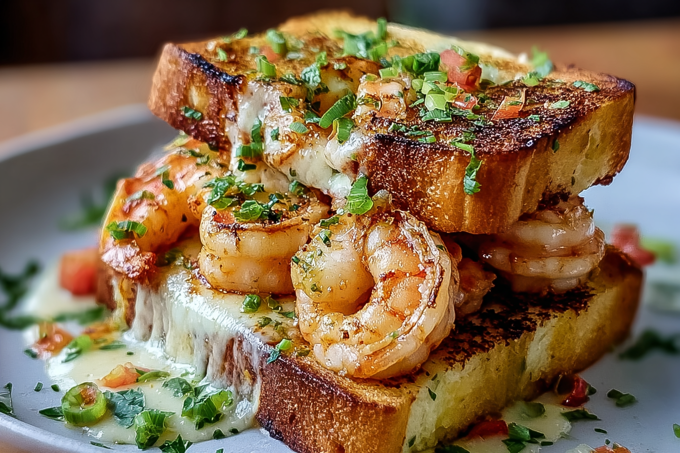 Ultimate Shrimp & Cheese Toast with Garlic Bread