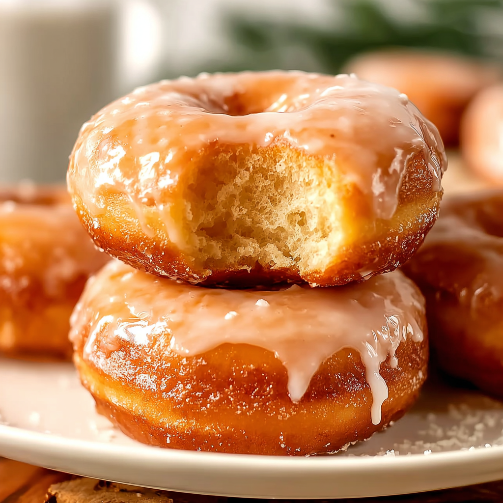 Glazed donuts frying to golden perfection
