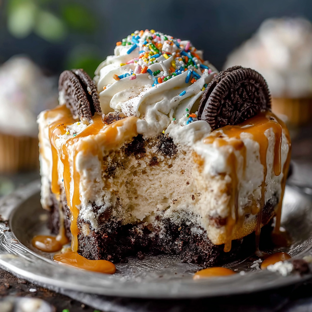 Spreading ice cream into pan for easy ice cream cake