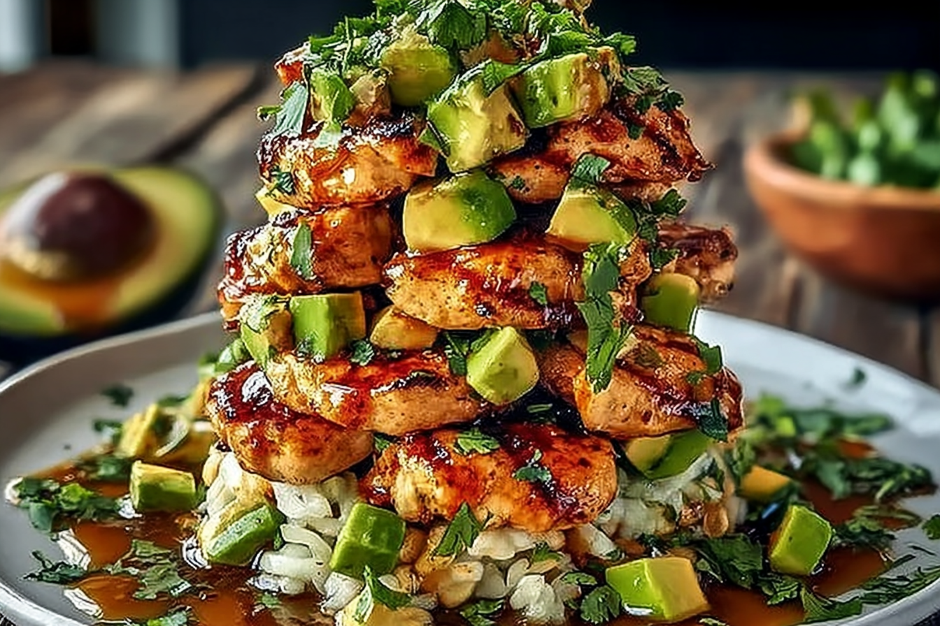 Crispy Honey Lime Chicken Tostada Towers with Avocado Lime Drizzle