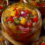 Pickled Pepper and Onion Relish Recipe in glass jar