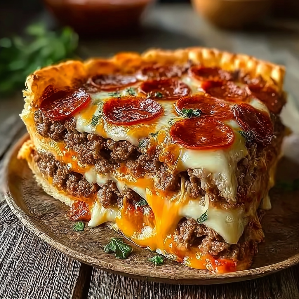 Layering the Ultimate Double Cheeseburger Pizza Stack