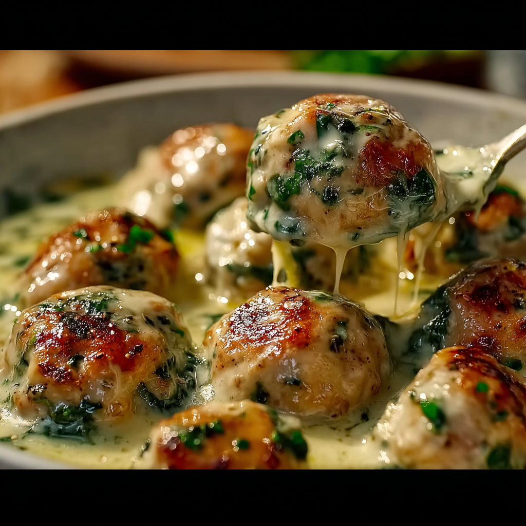 Chicken ricotta meatballs in Alfredo sub sandwiches