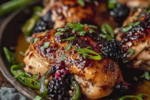 Blackberry Jalapeno Stuffed Chicken fresh from oven