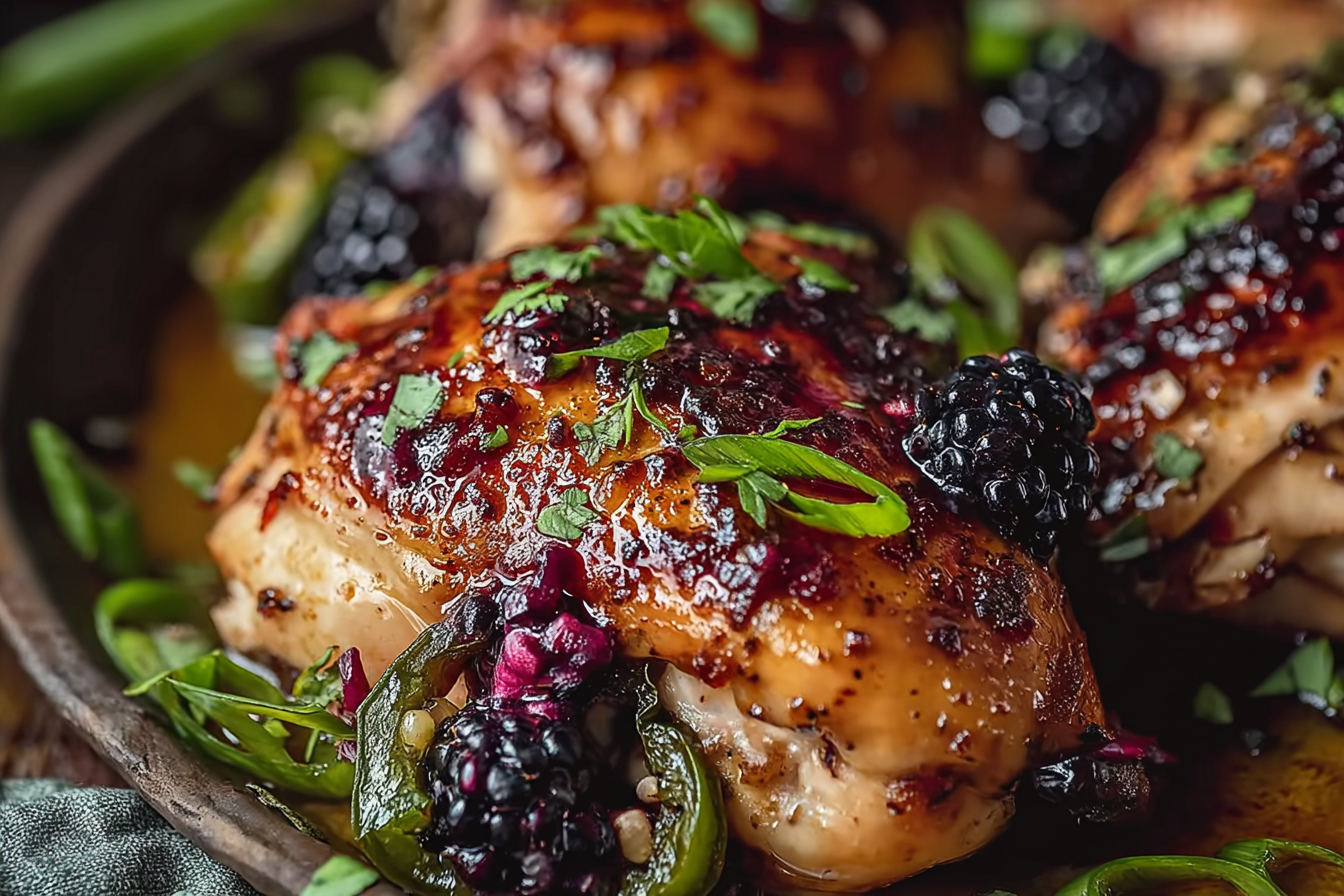 Blackberry Jalapeno Stuffed Chicken fresh from oven