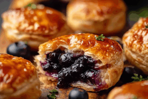 Freshly baked Blueberry Pie Bombs with warm filling