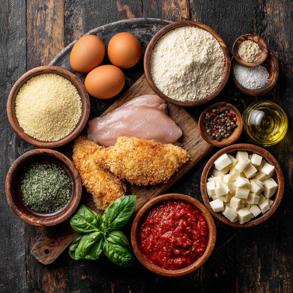 Breaded chicken breast coated in panko and Parmesan