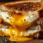 Breakfast Grilled Cheese with Eggs on a plate