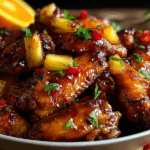 Brown Sugar Pineapple Wings Chicken glazed with sticky pineapple sauce