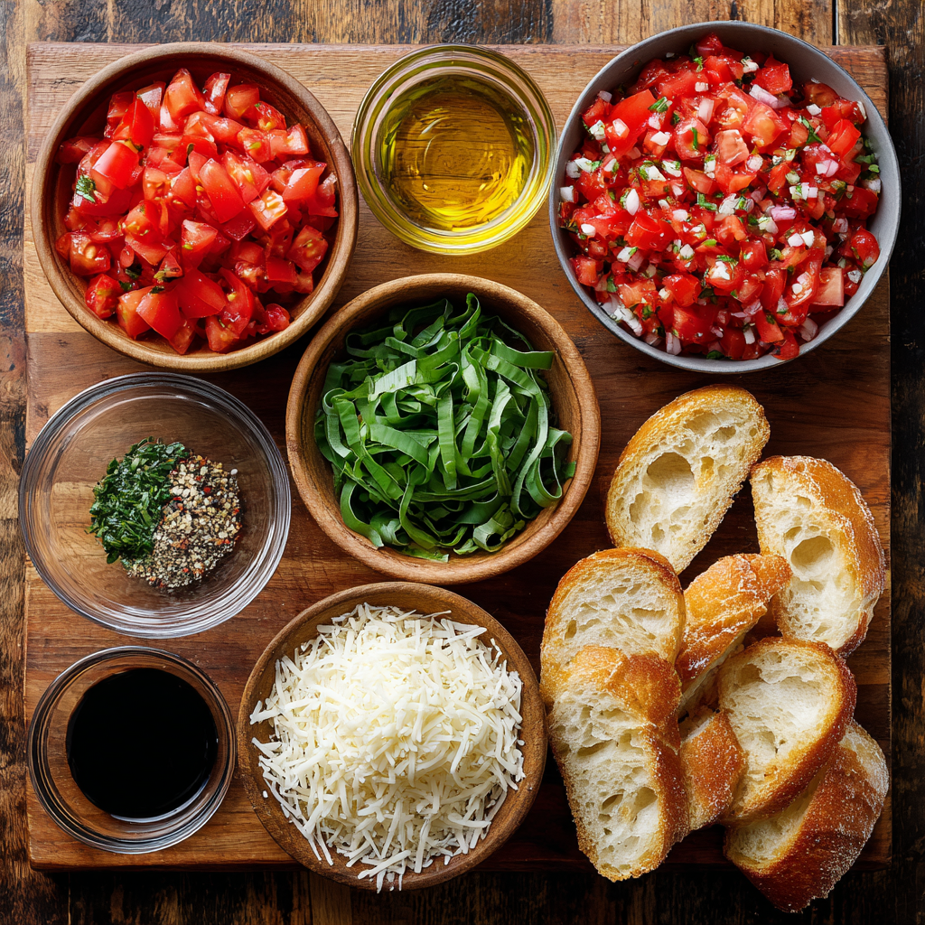 Bruschetta topping preparation with tomatoes and garlic