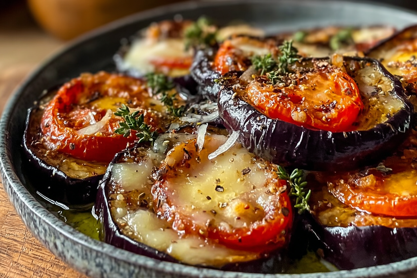 Brush eggplant with oil before roasting for crispy slices