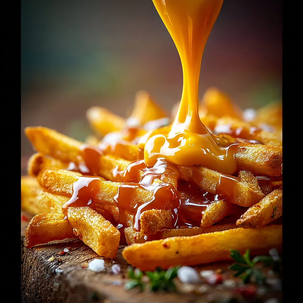 Taco Bell Nacho Fries Recipe loaded with toppings