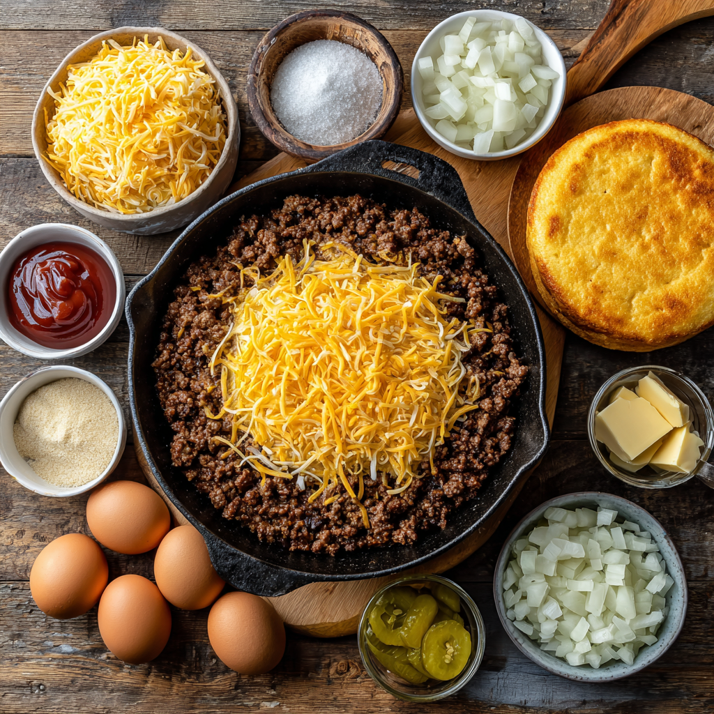 Ingredients for Cheeseburger Pie Inspired by Pioneer Woman