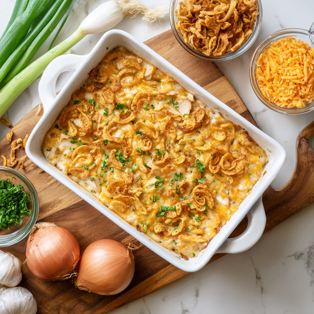 Mixing ingredients for chicken rice a roni casserole in a bowl