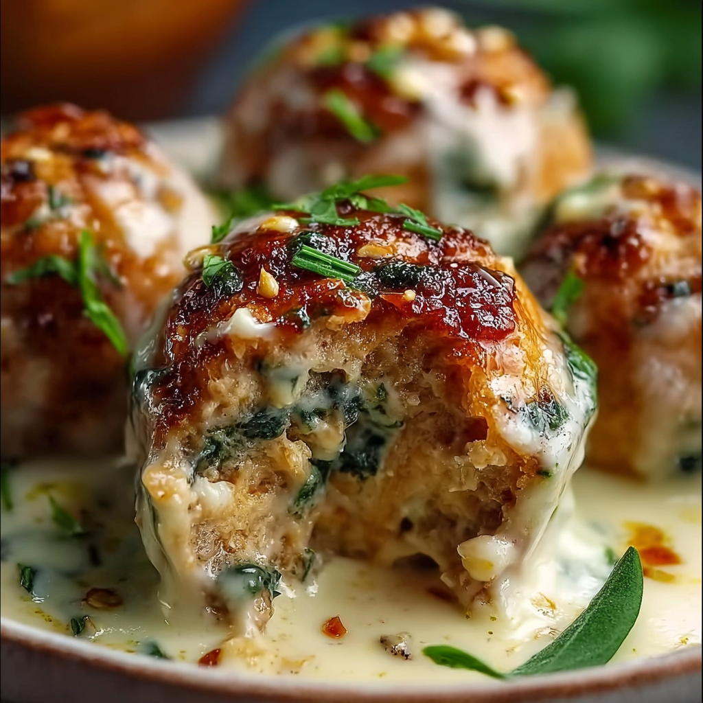 Chicken ricotta meatballs served with pasta and roasted broccolini
