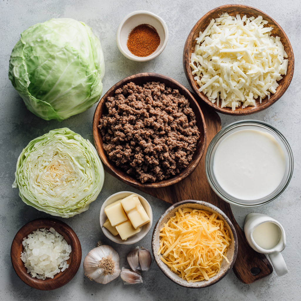 Ground beef and cabbage sautéing in a skillet for casserole
