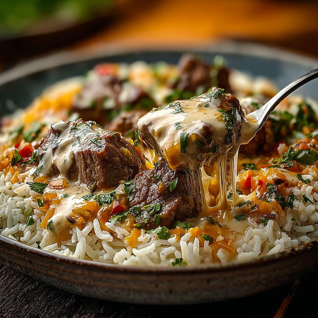 searing steak for steak and queso rice