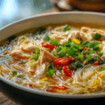 Cozy Chicken Vermicelli Soup Delight with rich golden broth