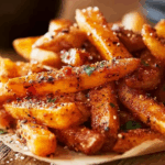 Taco Bell Nacho Fries Recipe loaded with toppings