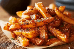 Taco Bell Nacho Fries Recipe loaded with toppings