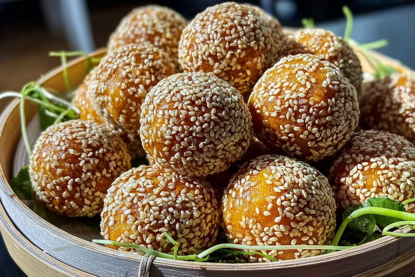 Crispy sesame ball recipe with lotus paste filling