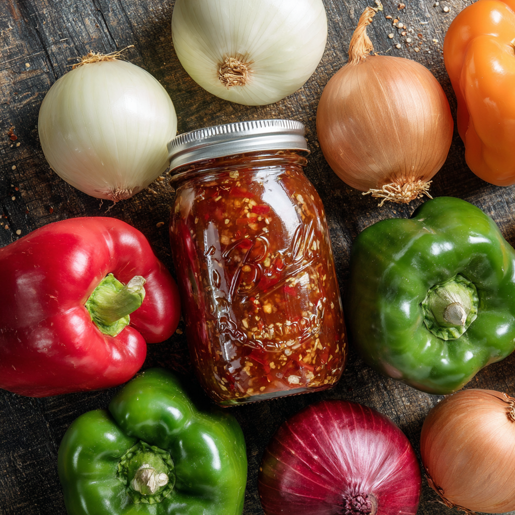  Chopped peppers and onions for relish recipe