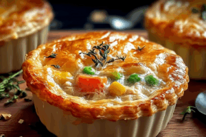 golden easy mini chicken pot pie in muffin tin