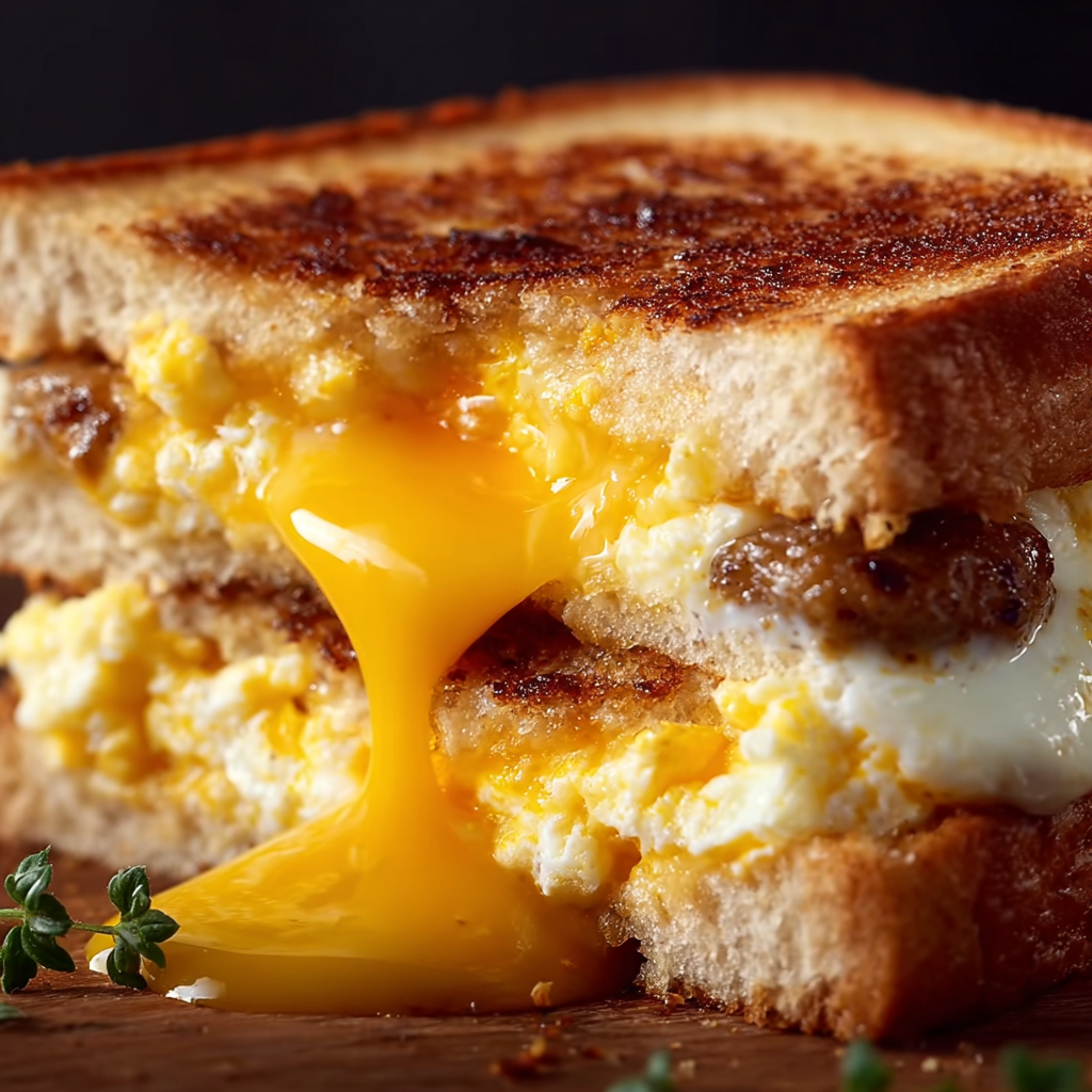 Make-ahead breakfast grilled cheese with eggs