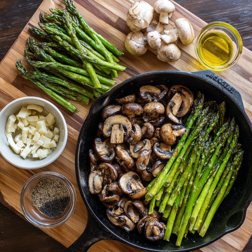 fresh asparagus mushrooms garlic oil