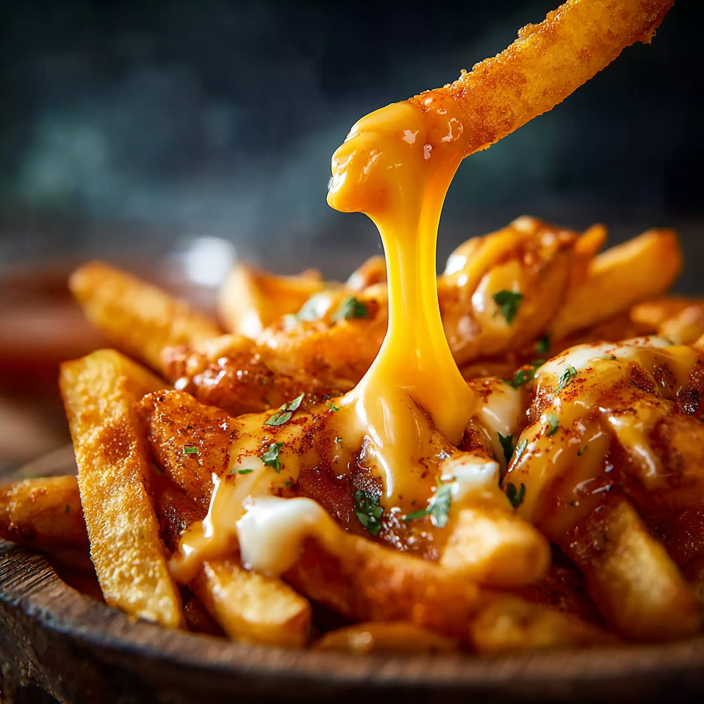 Taco Bell Nacho Fries Recipe loaded with toppings