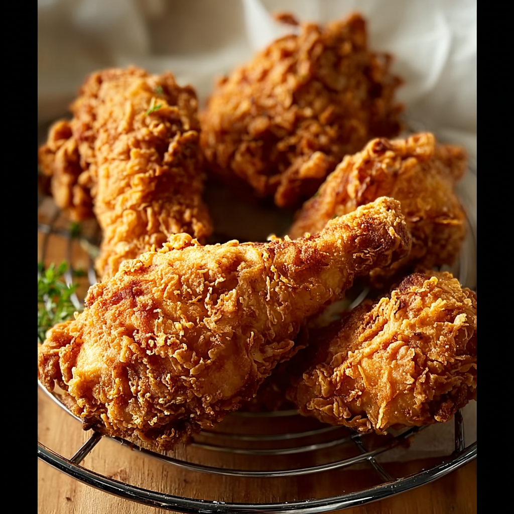 Frying KFC style chicken in hot oil at 180°C