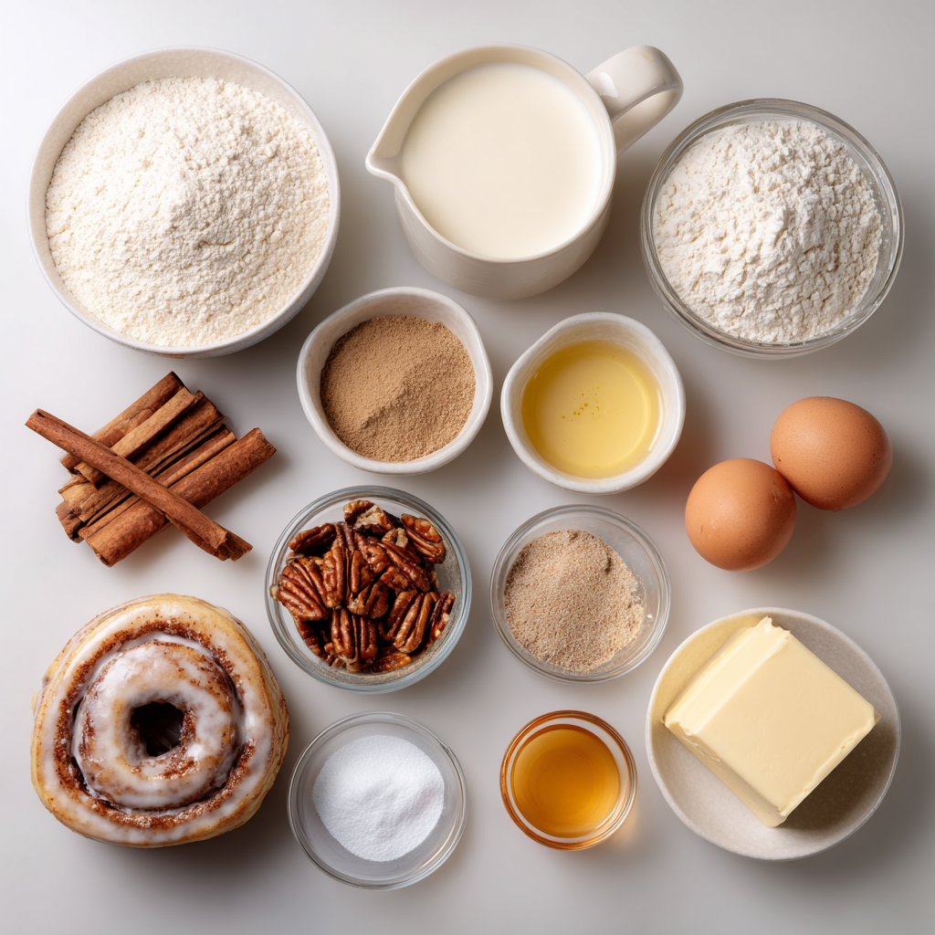 Glazed donut ingredients ready for mixing