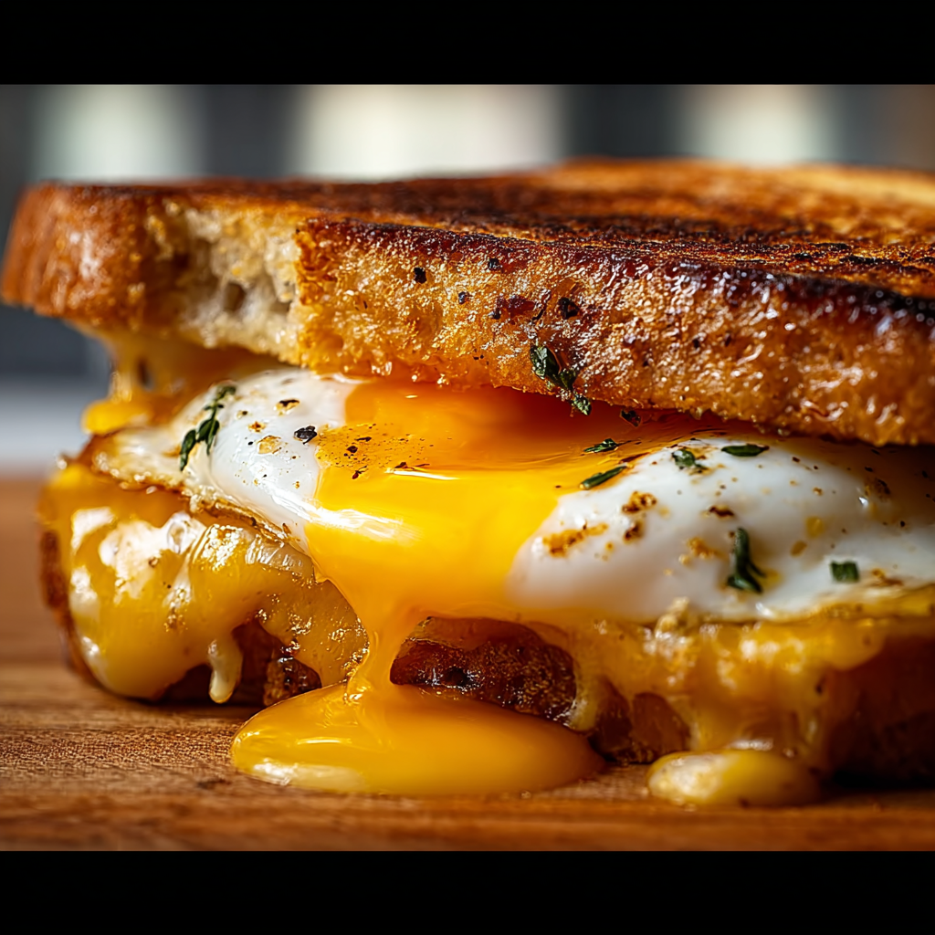 Grilled cheese with eggs on a brunch board