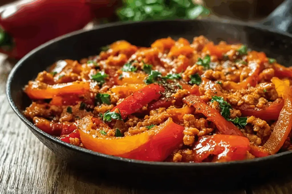 Healthy unstuffed pepper skillet with quinoa and veggies