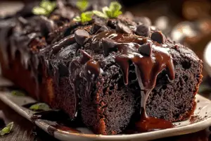 hot fudge brownie bread with dripping ganache