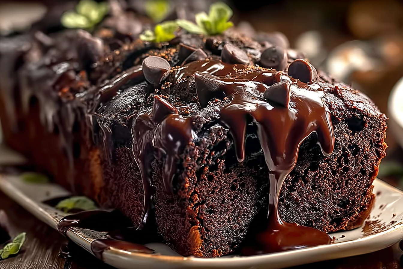 hot fudge brownie bread with dripping ganache
