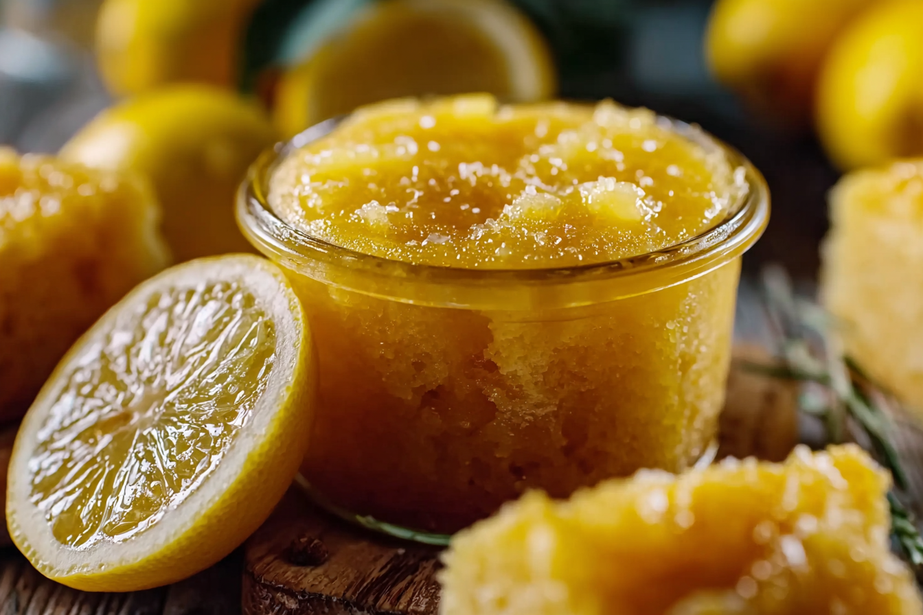 Homemade Italian Lemon Jam in glass jar
