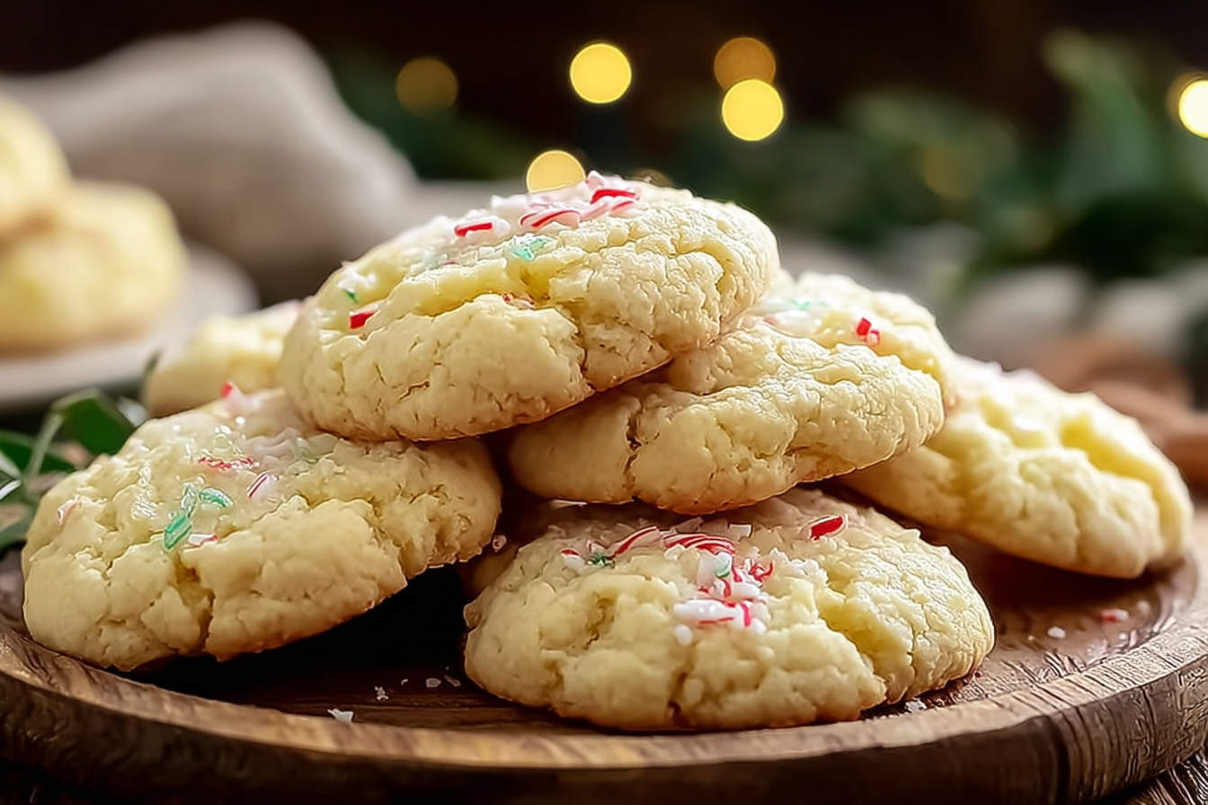 lemon coconut cheesecake cookies fresh out of oven on plate