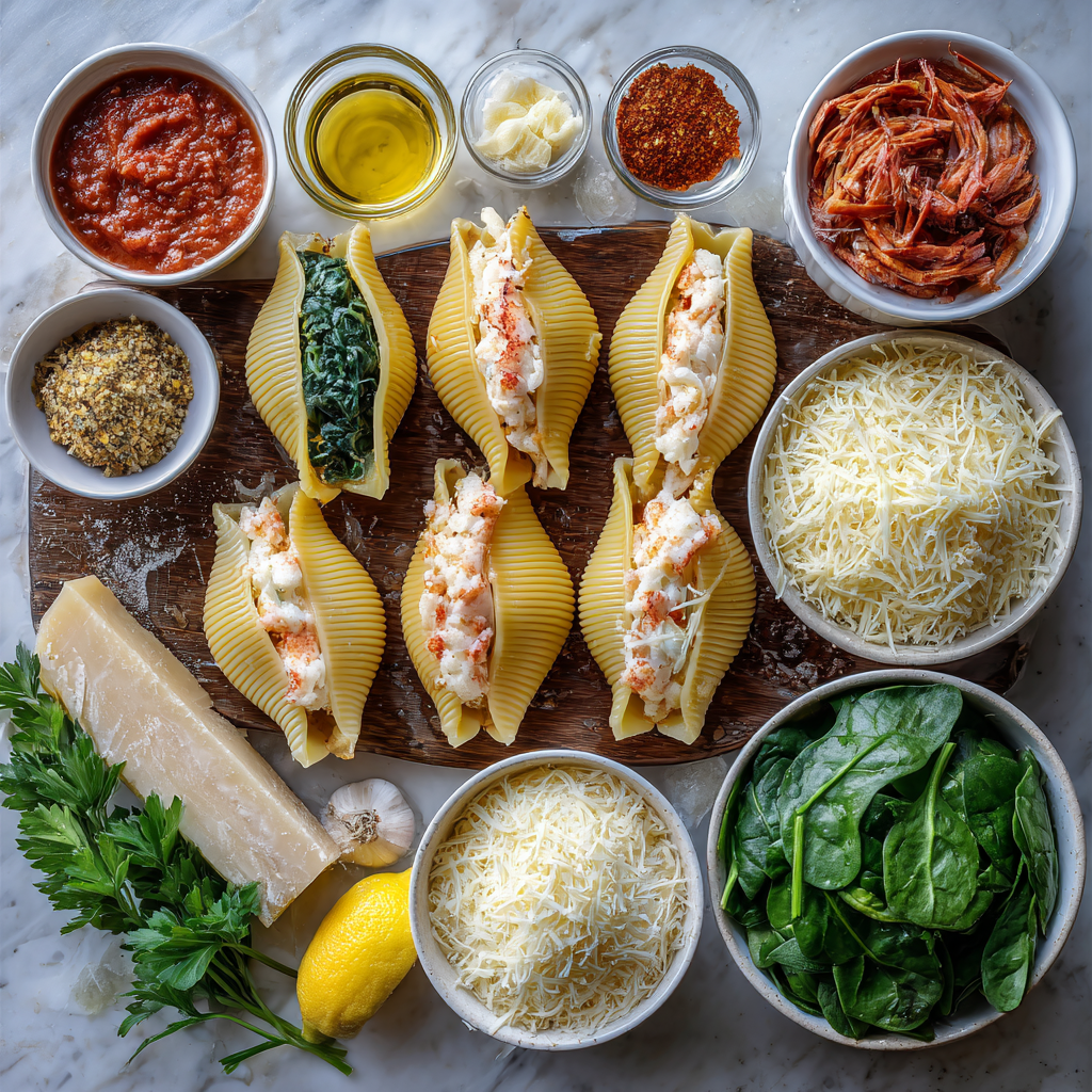 Lobster cream sauce for garlic butter lobster filled jumbo pasta shells
