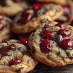 Freshly baked maraschino cherry chocolate chip cookies