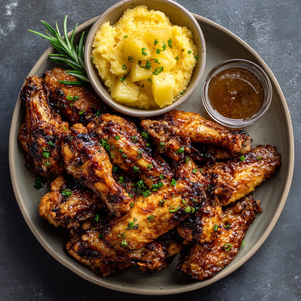 Chicken wings marinating in pineapple brown sugar soy sauce