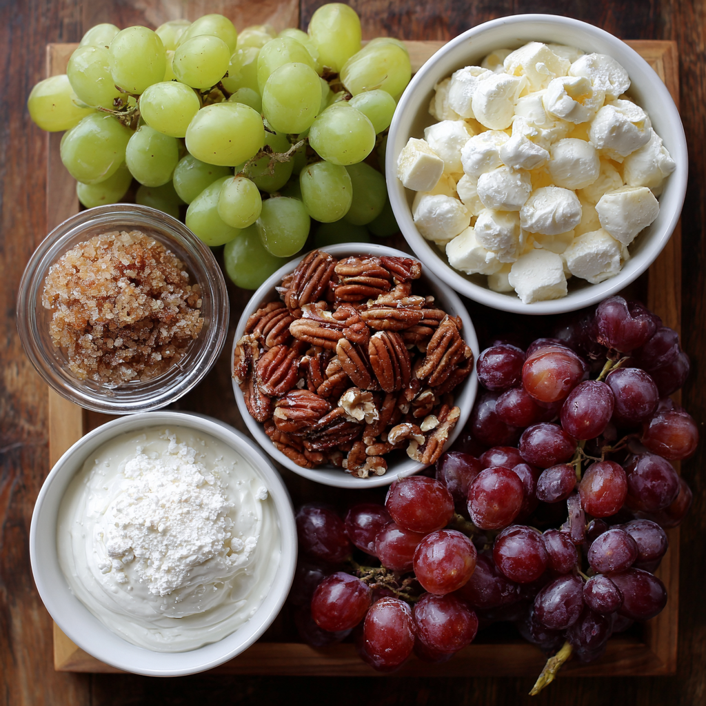 mixing southern grape salad with cream cheese dressing