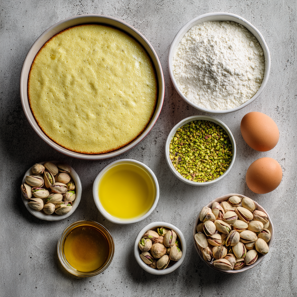 tropical pistachio bliss cake batter in mixing bowl