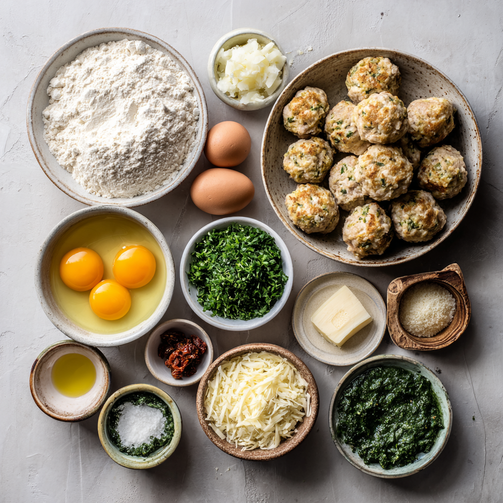 Baked Chicken Ricotta Meatballs with Spinach Alfredo Sauce