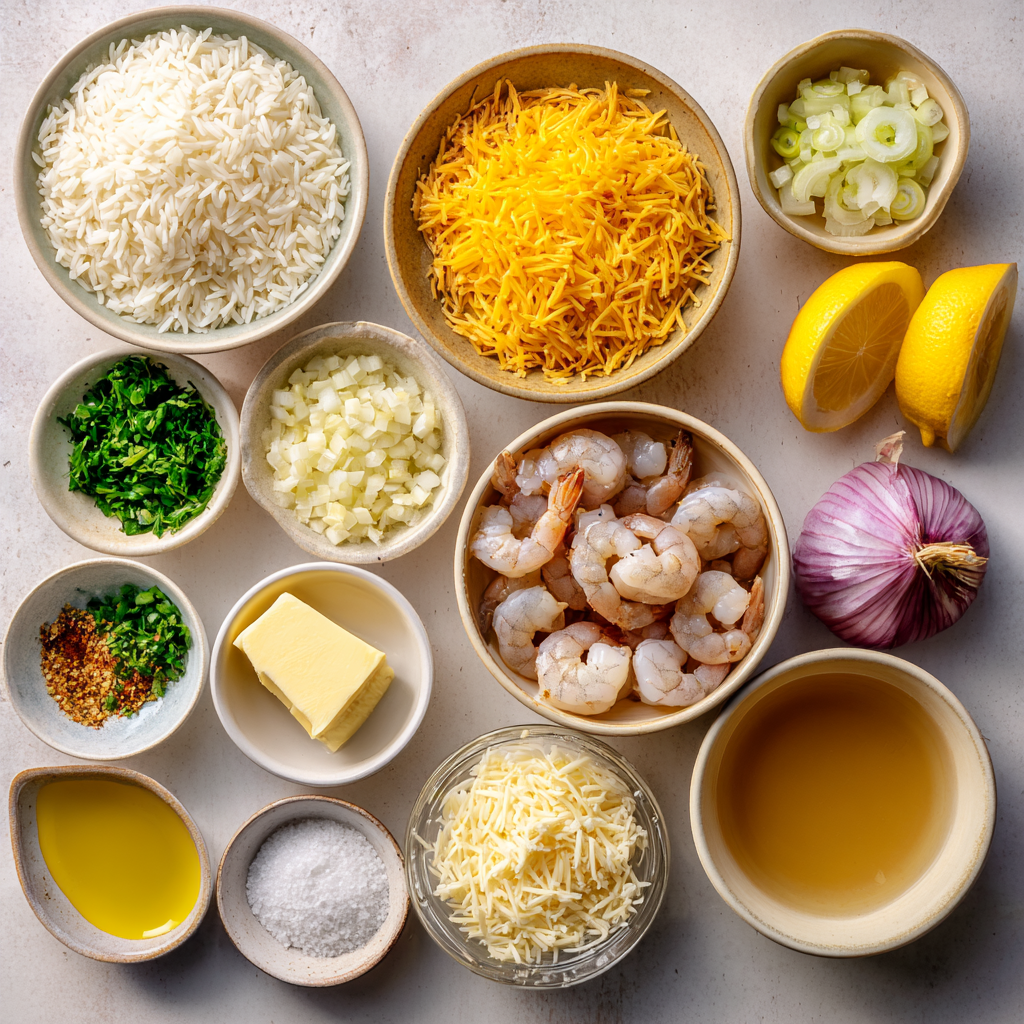 Adding shrimp to hot rice with lemon butter