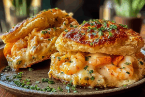 Shrimp and Crab Nacho Biscuit Skillet in Cast Iron