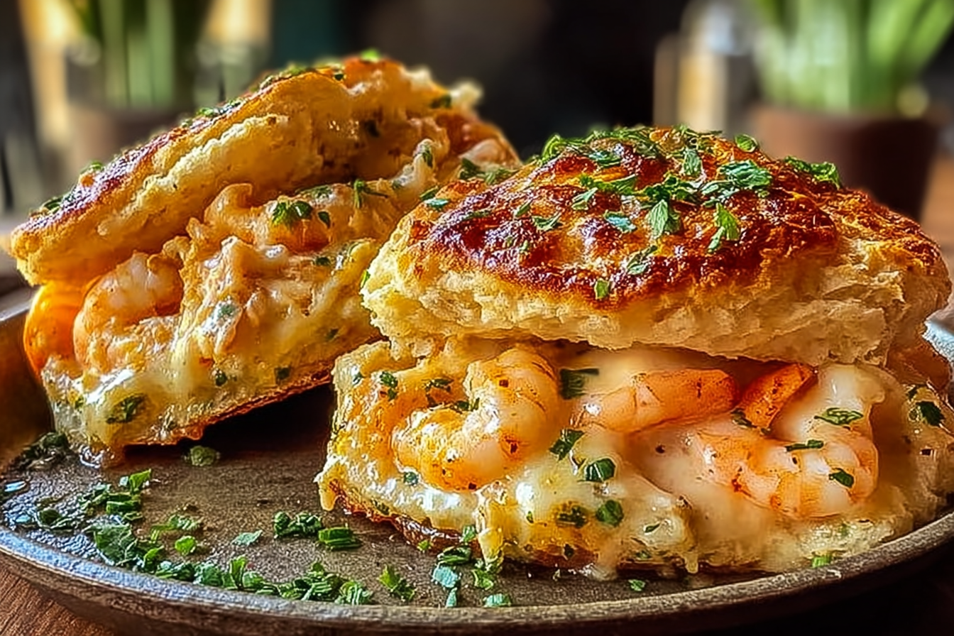 Shrimp and Crab Nacho Biscuit Skillet in Cast Iron